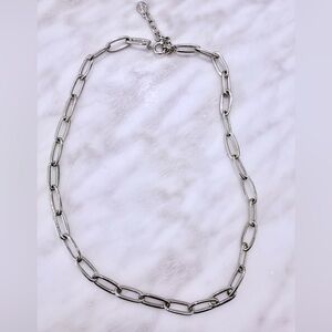 LOFT Silver Paperclip Link Necklace 18”